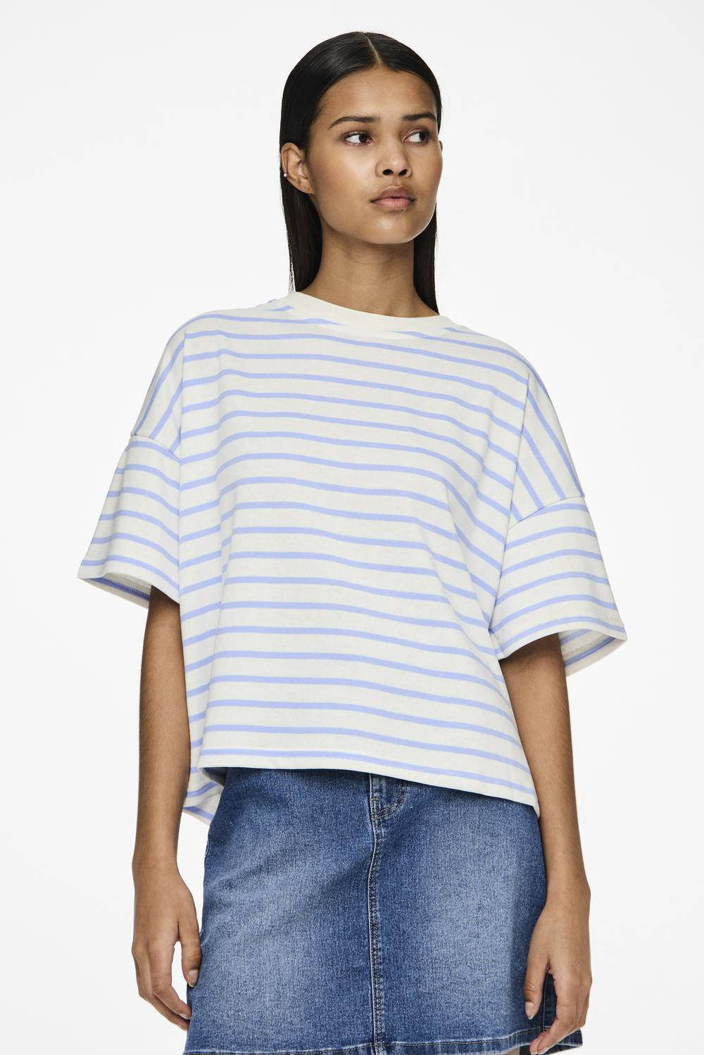 PIECES loungetop PCCHILLI wit/blauw