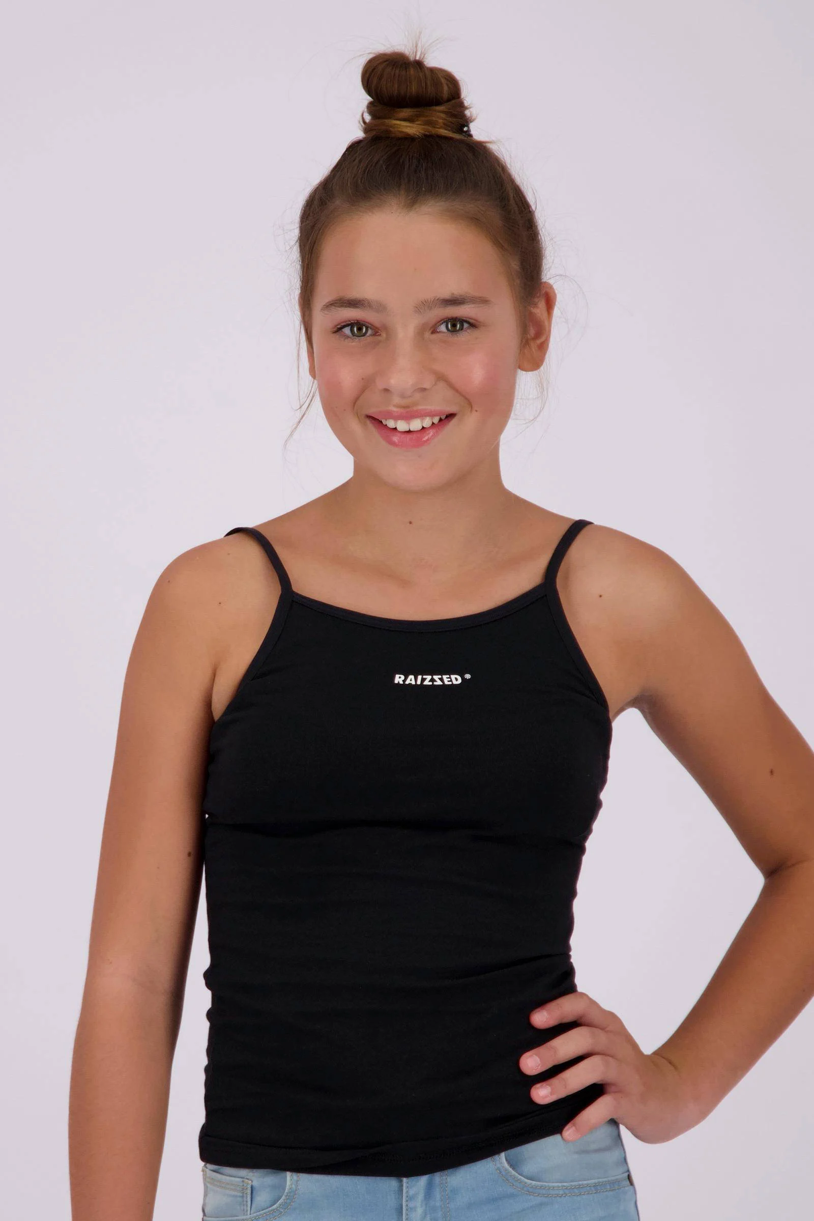 Raizzed singlet Nora - set van 2 zwart/grijs melange