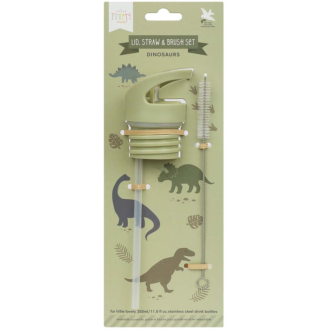 A little lovely company flessendop met rietje en borsteltje - dinosaurussen