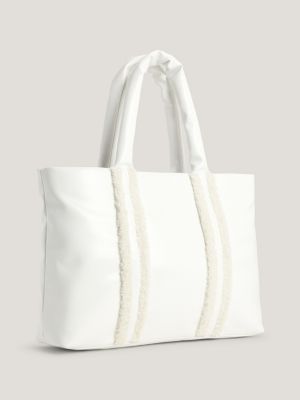 Bolsa média com acabamento em sherpa