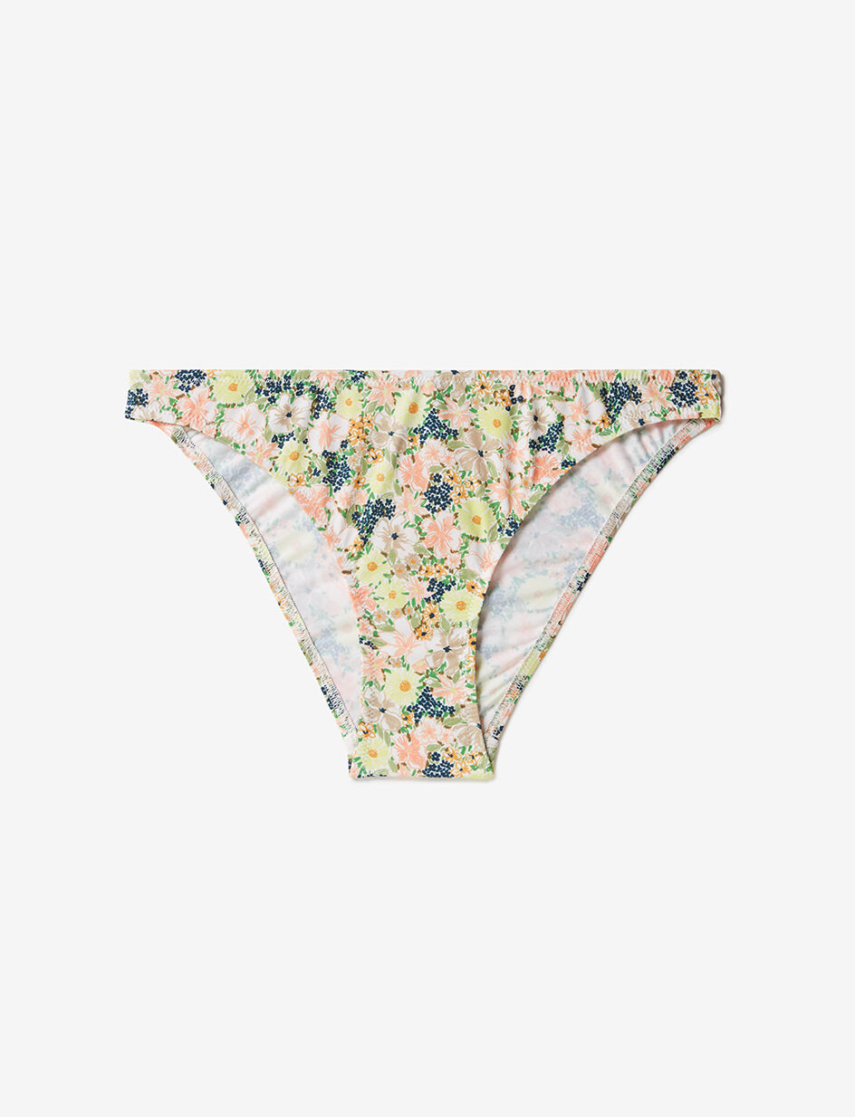 Culotte de bain taille basse - fleur eden orange clair