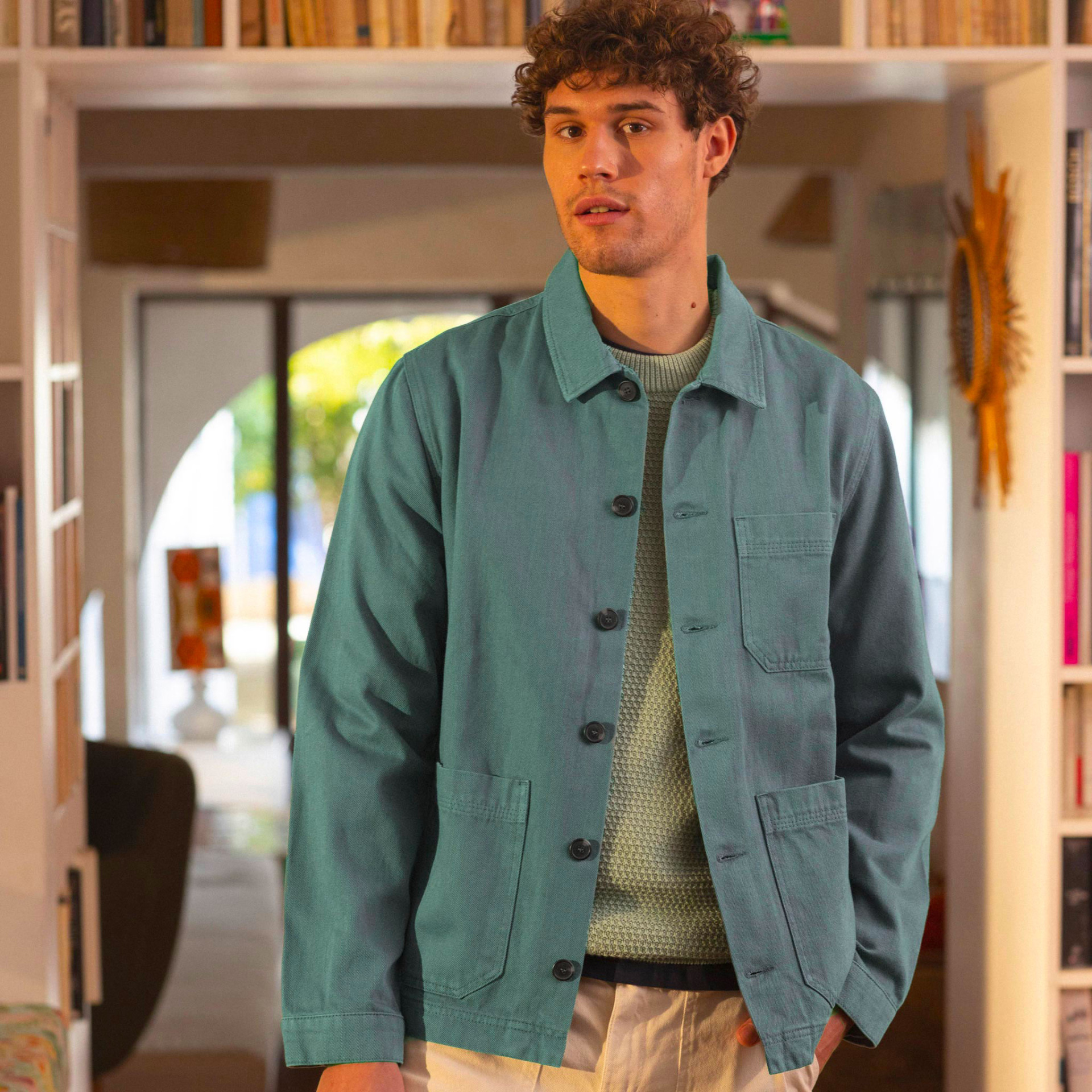 Veste turquoise Coton - modèle Lorge