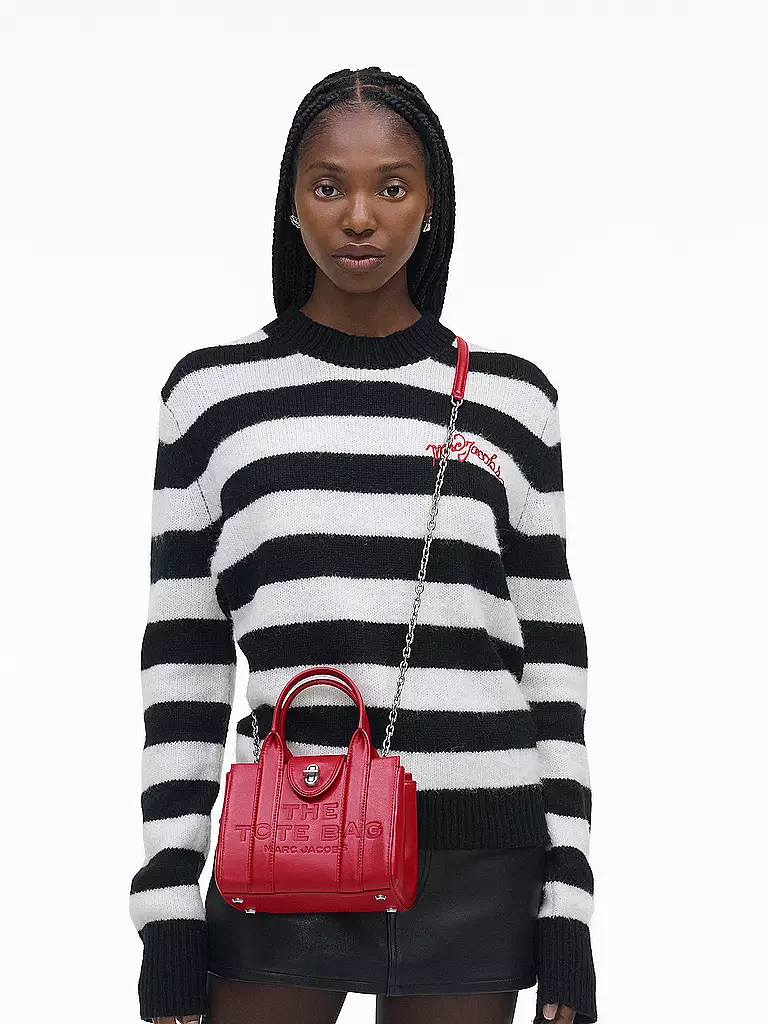 MARC JACOBS Ledertasche - Mini Bag THE TURNLOCK CROSSBODY TOTE dunkelrot