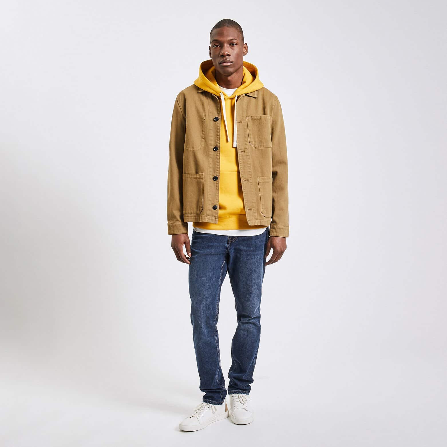 Jean relax en coton et polyester recyclés Bleu moyen