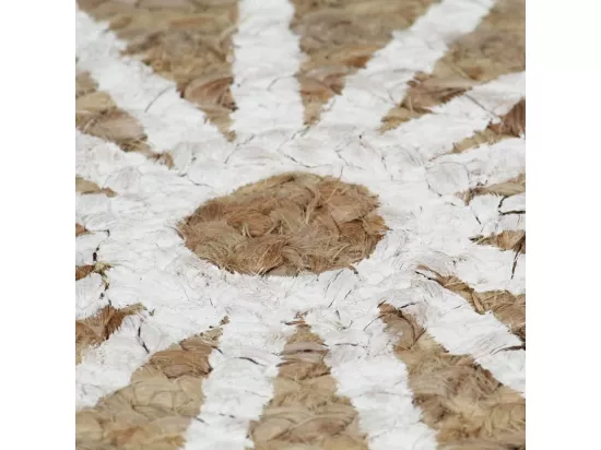 Tapis fait à la main jute avec imprimé blanc 150 cm