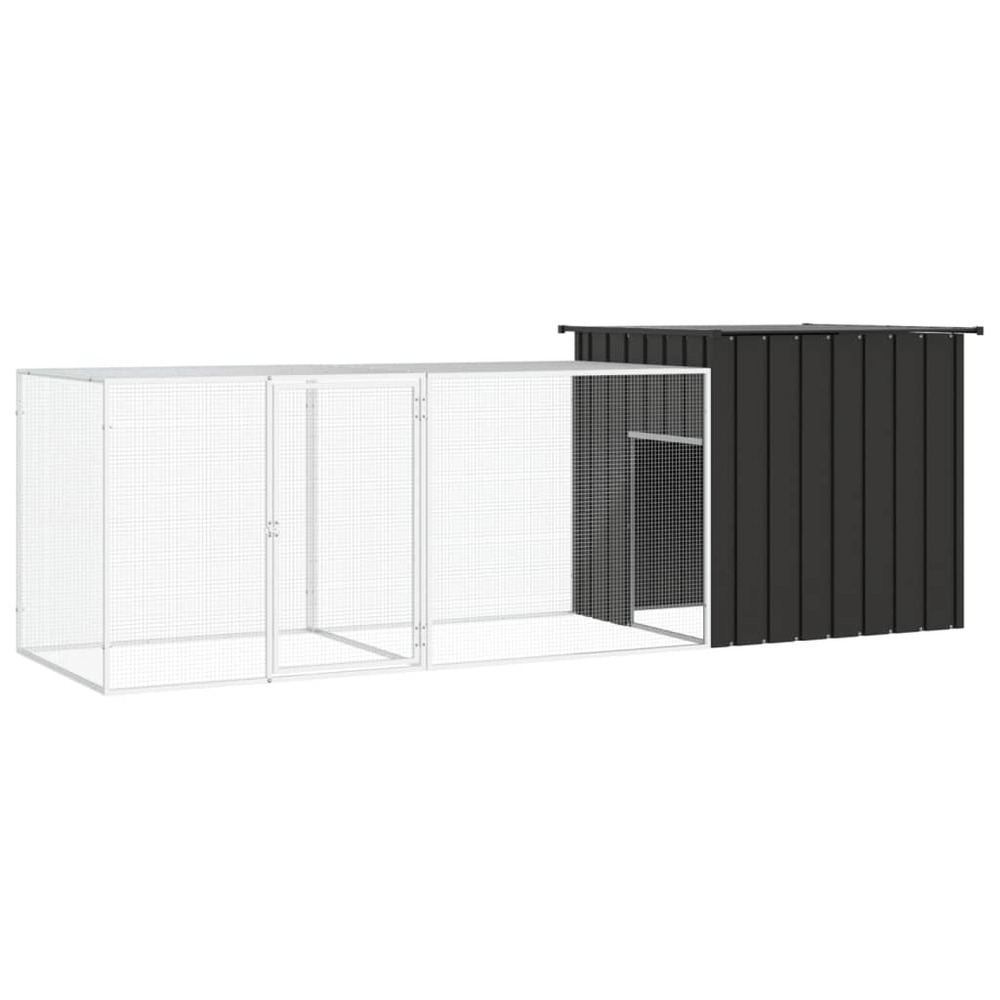 Poulailler anthracite 300x91x100 cm acier galvanisé