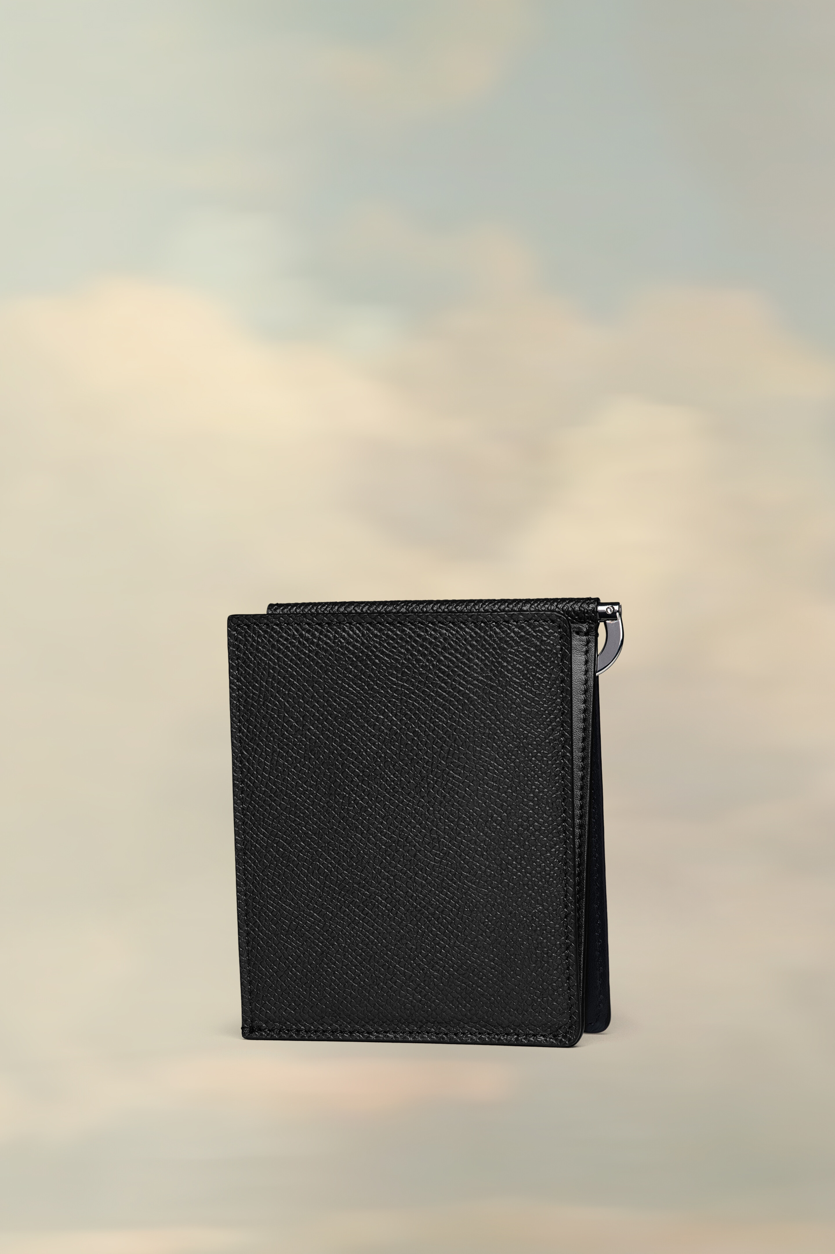 Portefeuille En Cuir Avec Pince À Billets Gris Noir