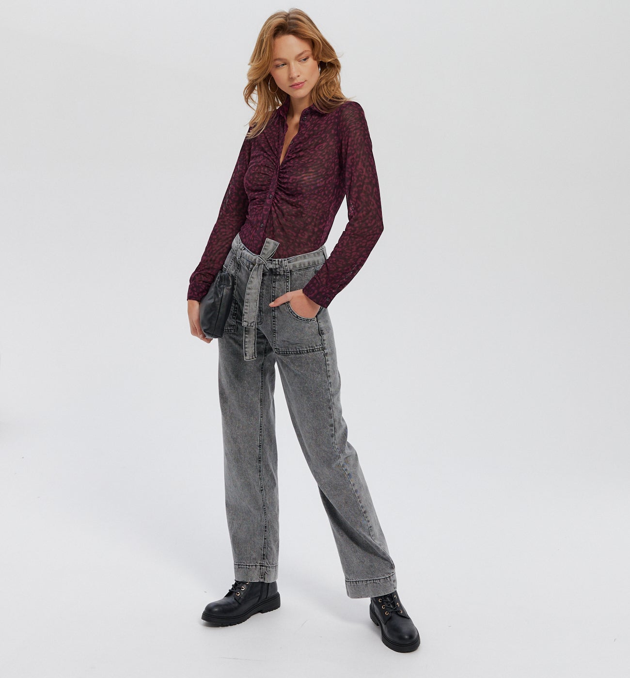 Chemisier en tulle Femme - Imprimé bordeaux