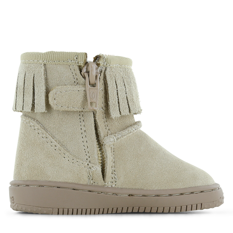 Shoesme beige bootie met fluffy voering Suède | Meisjes schoenen