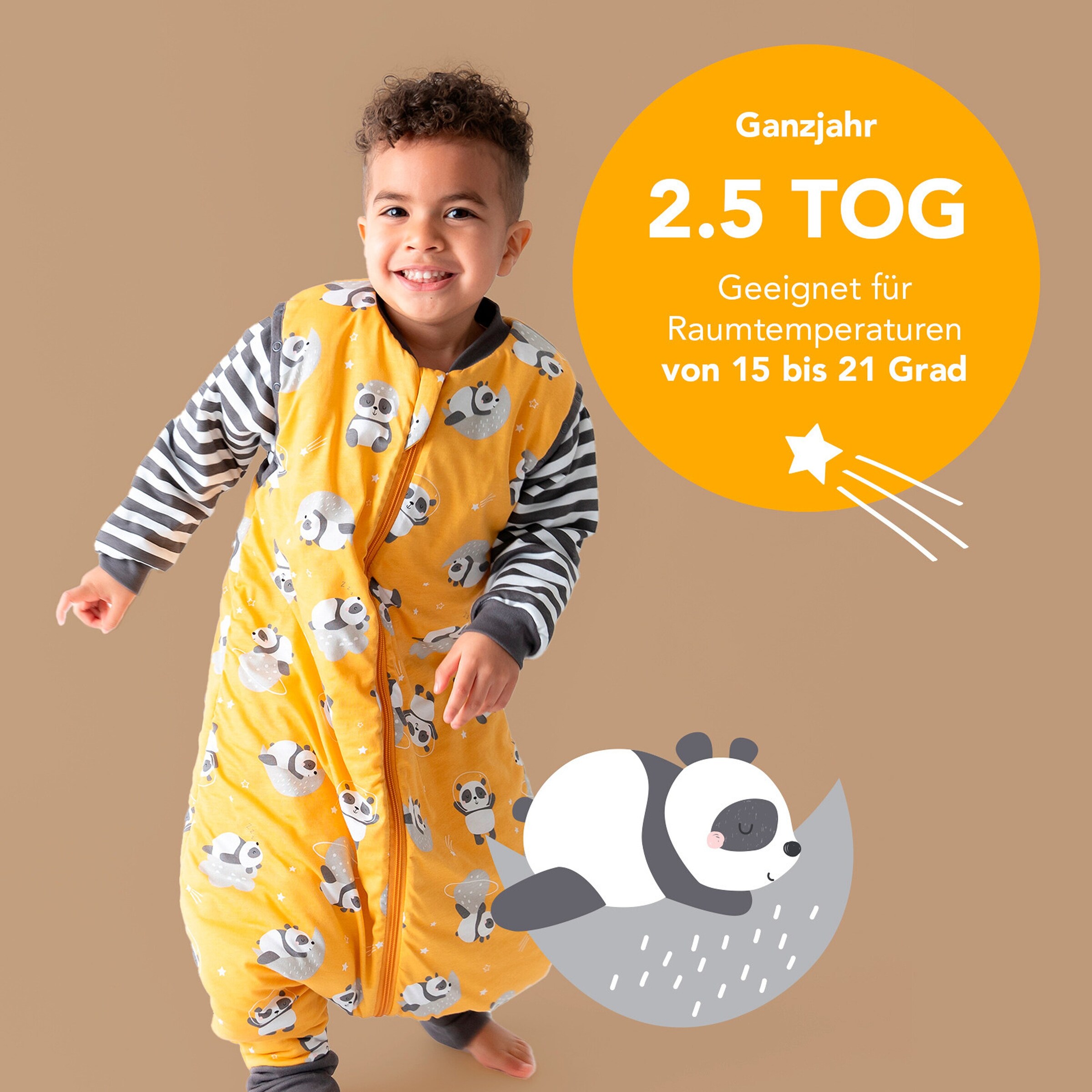 schlummersack Schlafsack mit Füßen 2.5 Tog Panda
