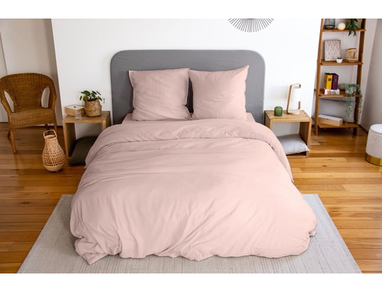 COTE DECO - Ensemble couette + 2 oreillers Parure de lit - 100% microfibre lavée - 240 x 260 cm - rose...