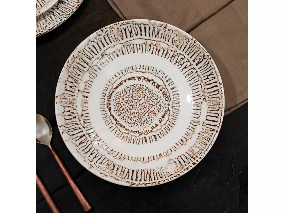Novastyl - Lot 6 Assiettes Calottes Lodge 21cm En Porcelaine