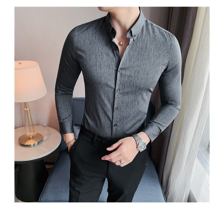 Deepwood - Slim Fit overhemd met lange mouwen en effen pasvorm