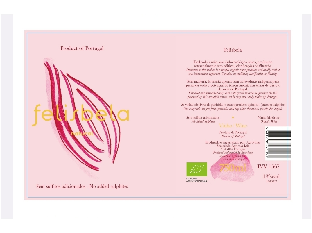 VINHO TINTO FELISBELA SEM SULFITOS BIO 0.75 L