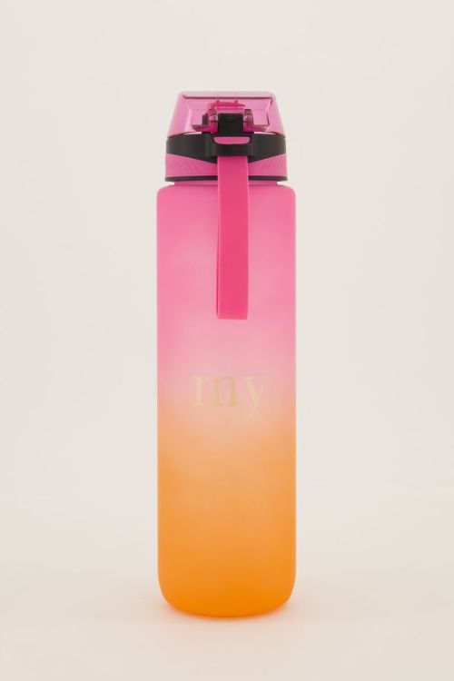 Roze en oranje waterfles