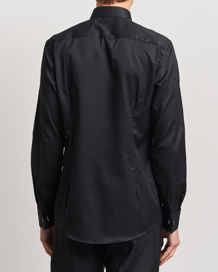 Eton Slim Fit Plissé Tuxedo Shirt Black