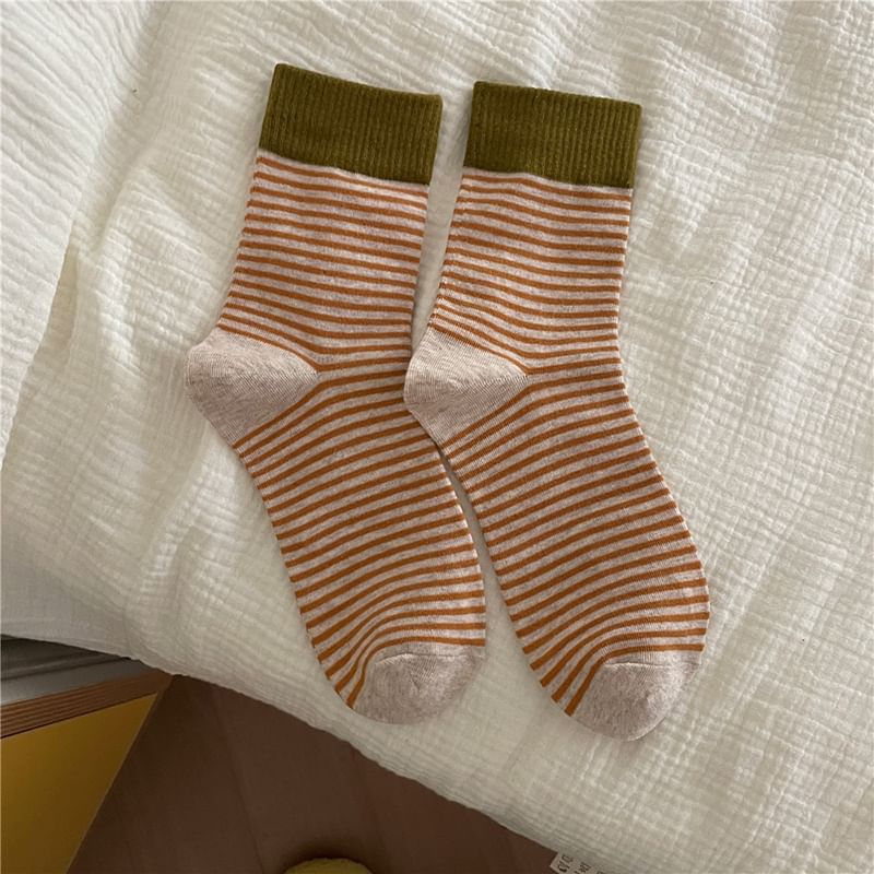 Lychee - Retro Color Block gestreepte sokken