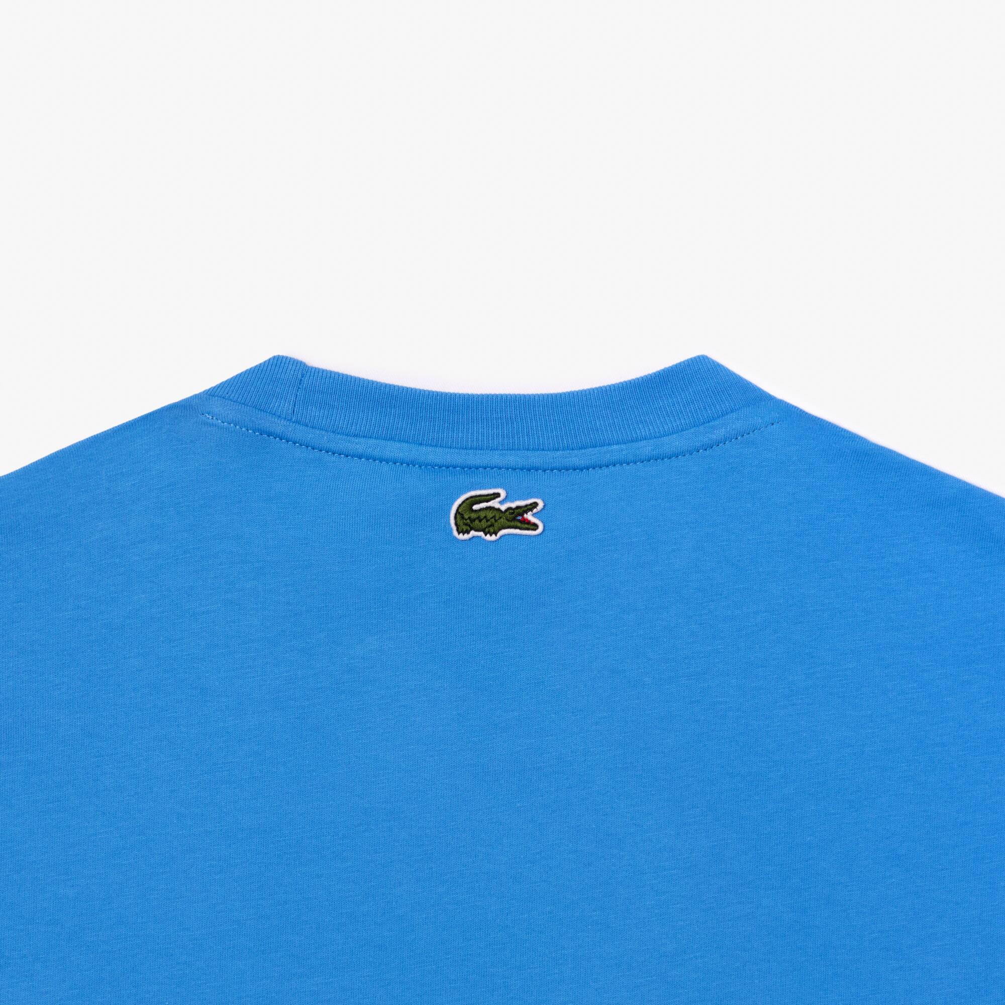 Baumwoll T-Shirt mit Monogramm-Aufdruck T-Shirts - Blau - Lacoste - Herren