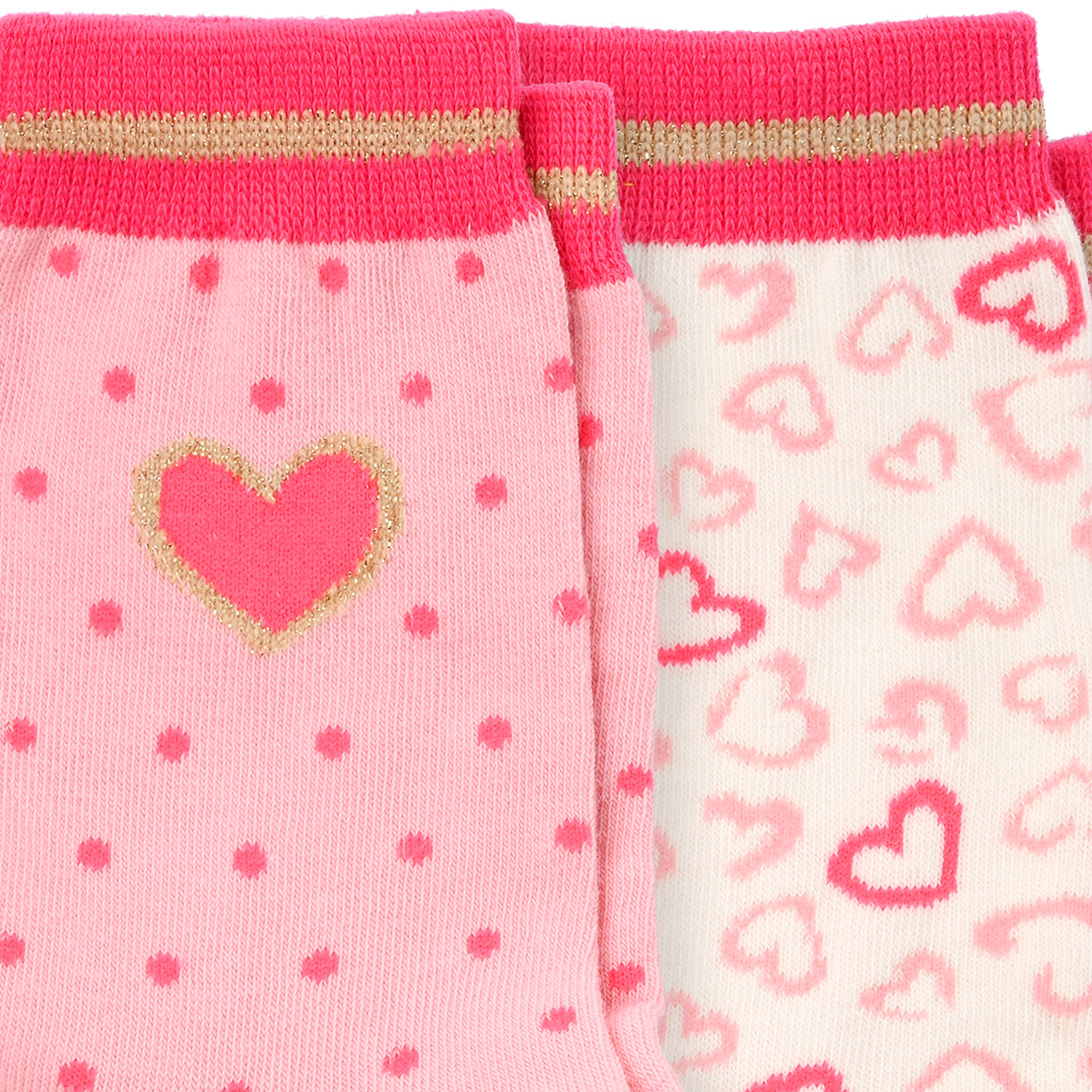 Gina Benotti 2 Paar Damen Socken mit Herzchen und Punkten hellrosa / cremeweiss