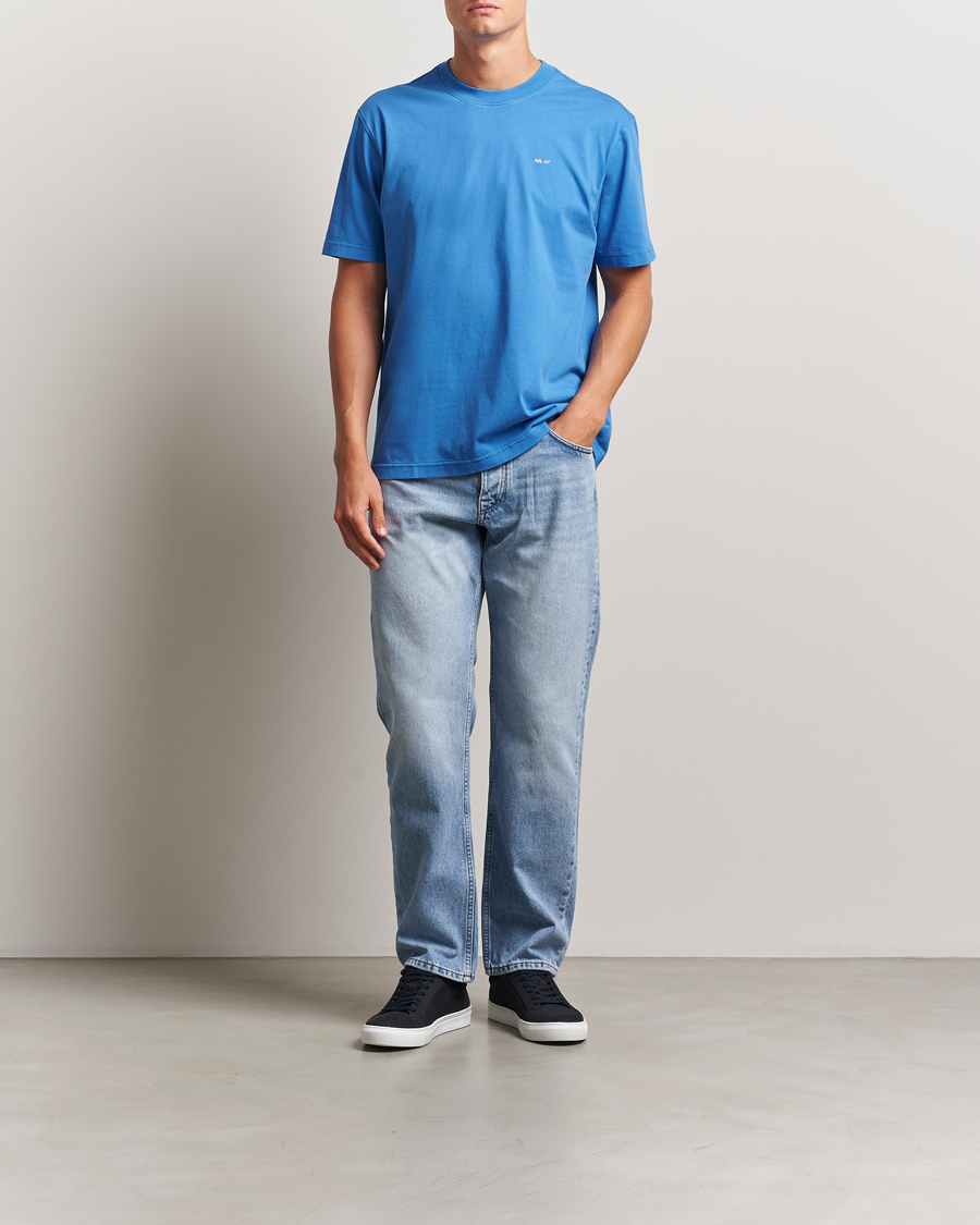 NN07 Adam Logo Crew Neck T-Shirt Blue Quartz