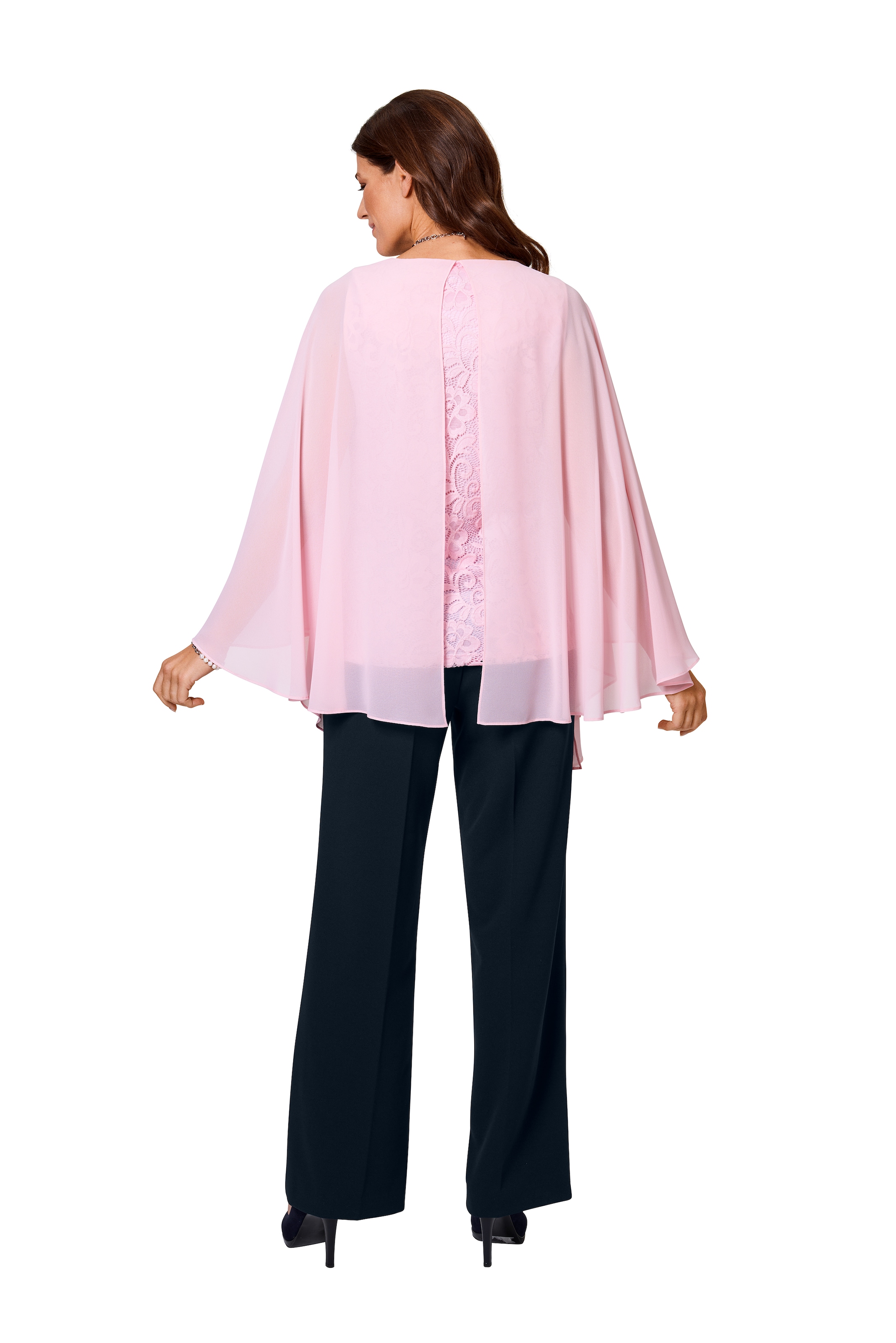 HERMANN LANGE Collection Blusentop gehäkelt und mit Cape-Umhang