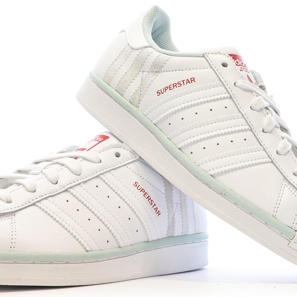 Adidas Baskets Blanches/Gris Femme Adidas Superstar J
