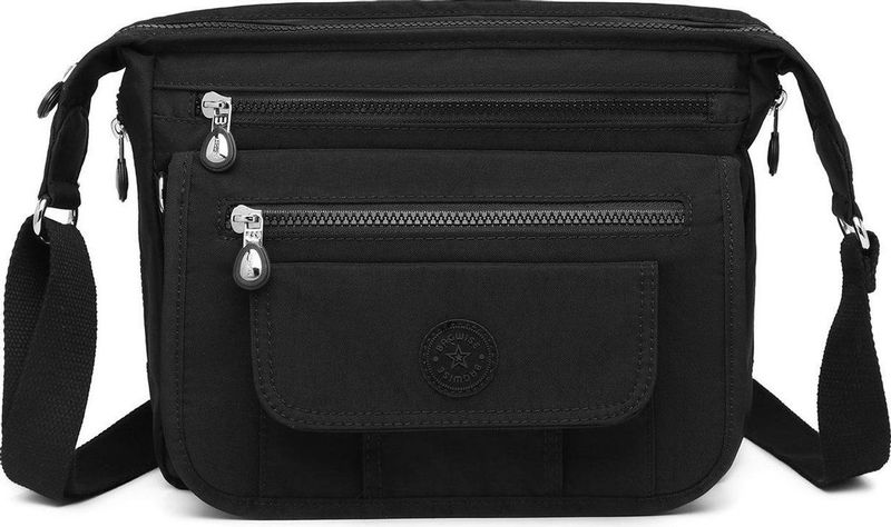Bagwise - Crossbody Schoudertas - Zwart - Crinkle Nylon - Sportief