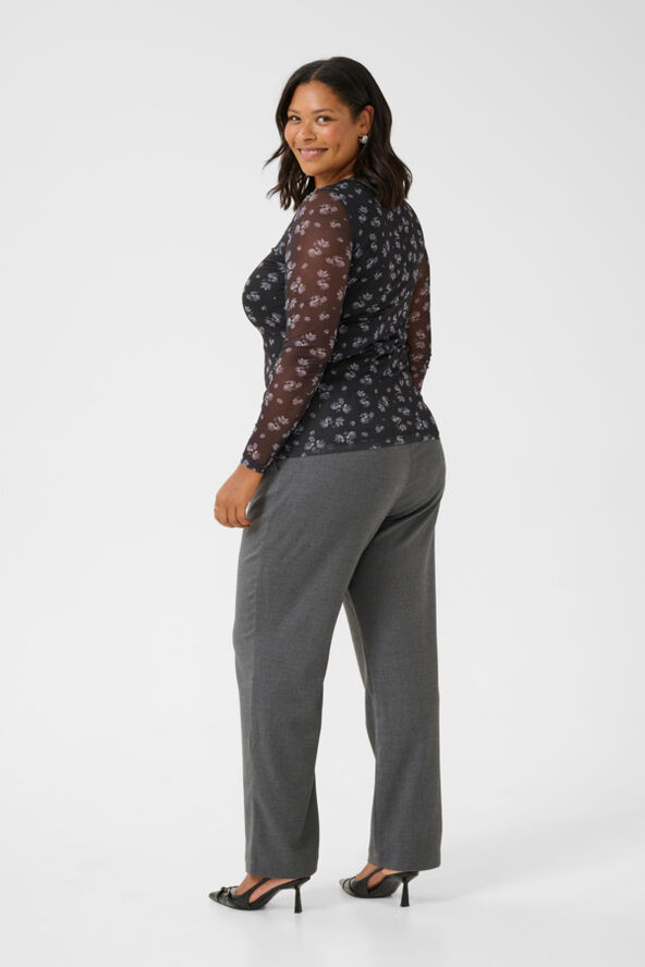 Kaffe Curve KCautumna Mesh Blouse Black/white flower print