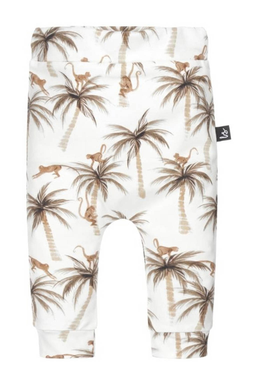 Babystyling baby broek met all over print wit/bruin