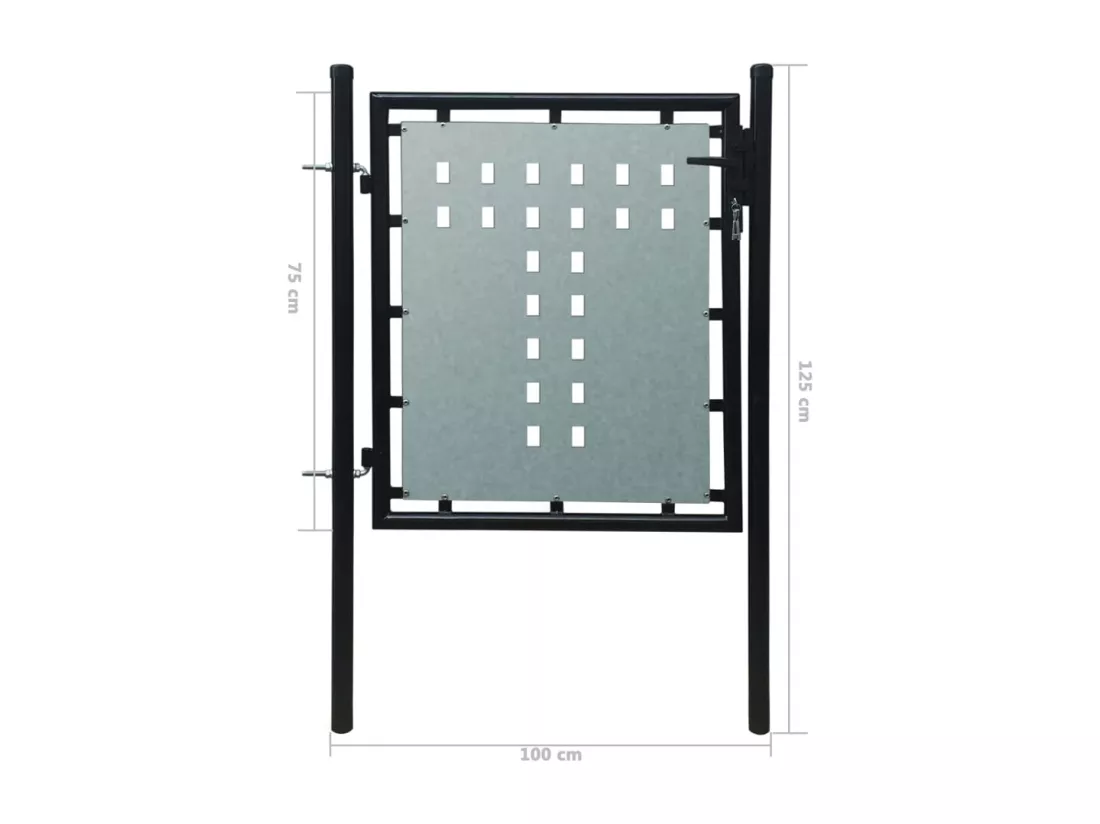 Portail simple de cl?ture Noir 100x125 cm