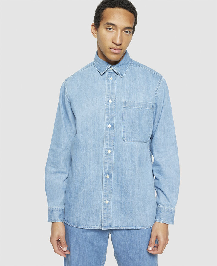 Knowledge Cotton Apparel Loose denim shirt - GOTS/Vegan Light blue denim