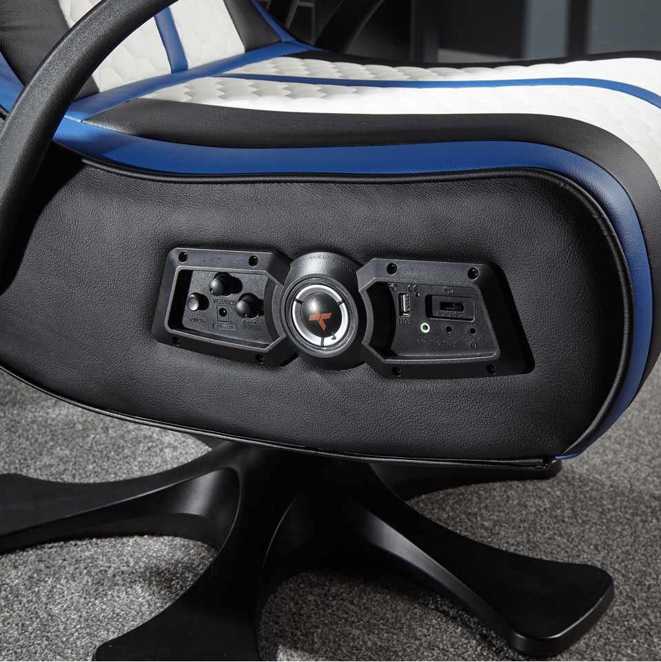 Xrocker Playstation Legend 2.1 Wireless Pedestal Chair - White, Blue And Black