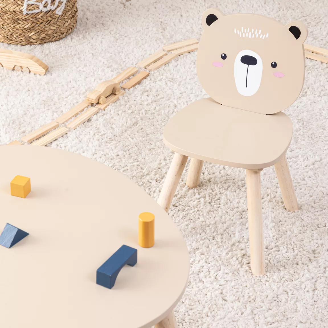 Chaise enfant bois (H46 cm) Douceur Ourson Beige