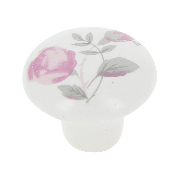 Bouton de meuble arrondi Locarn rose et blanc Ø3.2cm x P.2.5cm