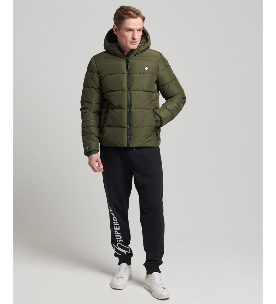 Jaqueta esportiva com capuz acolchoado Superdry, verde