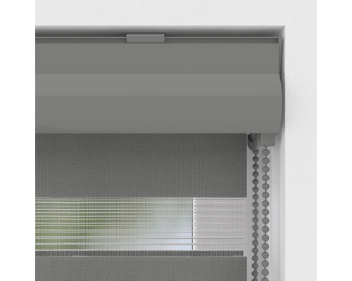 Soluna dubbel rolgordijn D-R4 grijs met kleurgecoördineerd mechanisme 60x175 cm
