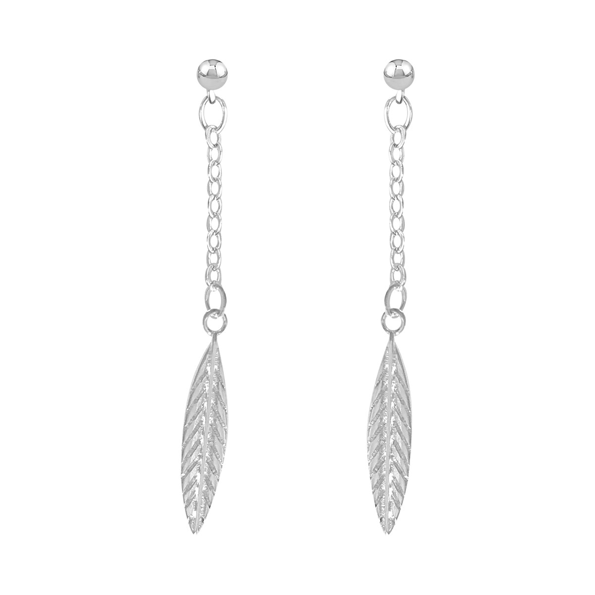 Boucles d'oreilles feuilles en argent 925 rhodié