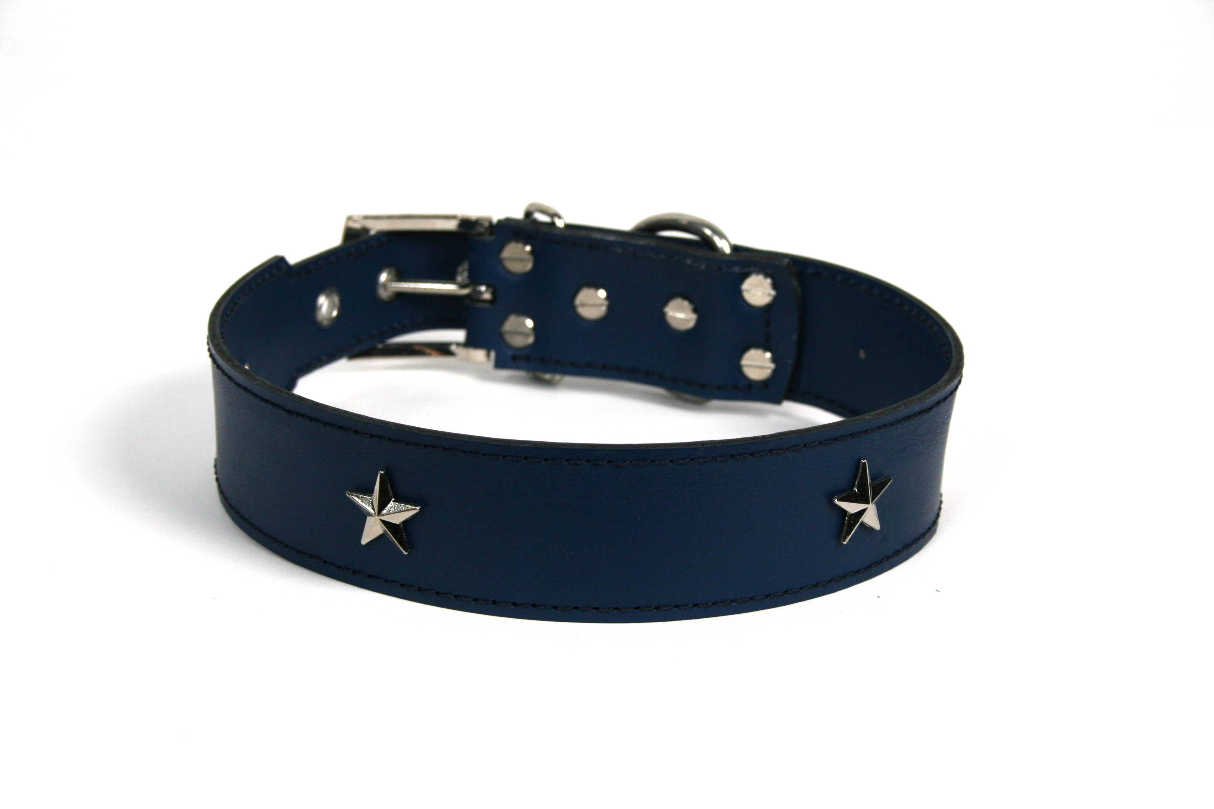 Colar de couro azul marinho com estrela