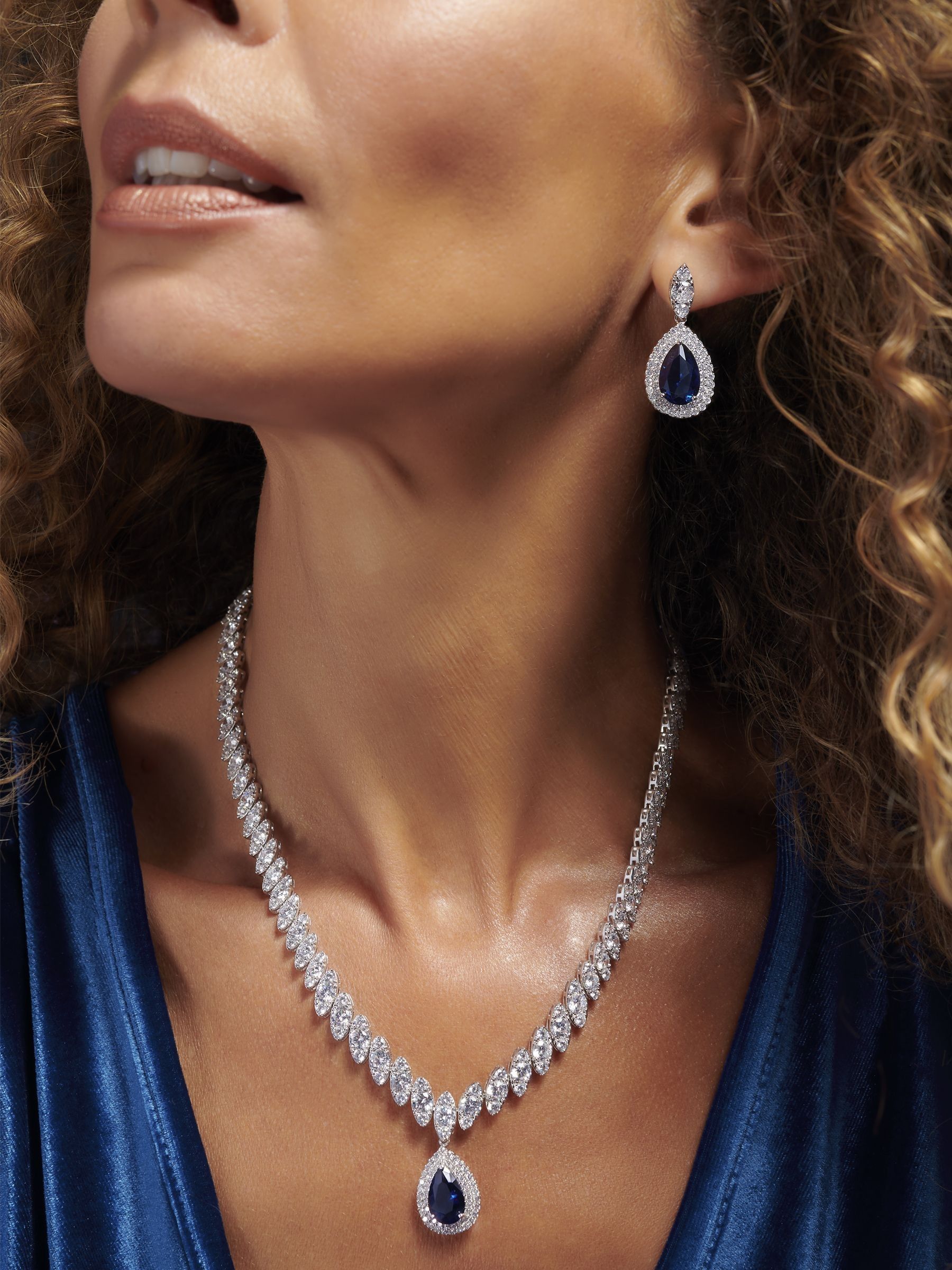Jon Richard - Rhodium geplatineerde opvallende ketting met zirkonia in geschenkverpakking
