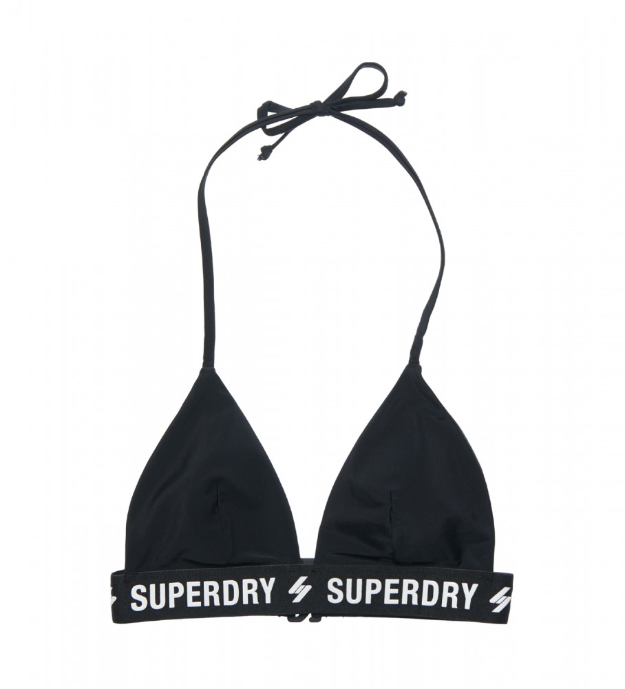 Top de biquíni triangular elástico preto da Superdry