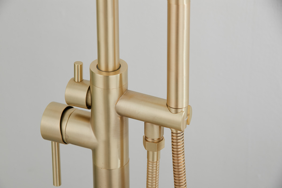 Saniclear Brass vrijstaande badkraan messing geborsteld - goud mat
