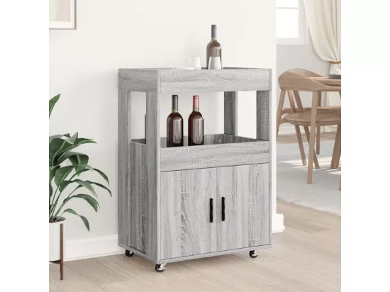 Chariot de bar sonoma gris 60x39,5x89 cm bois d'ingénierie