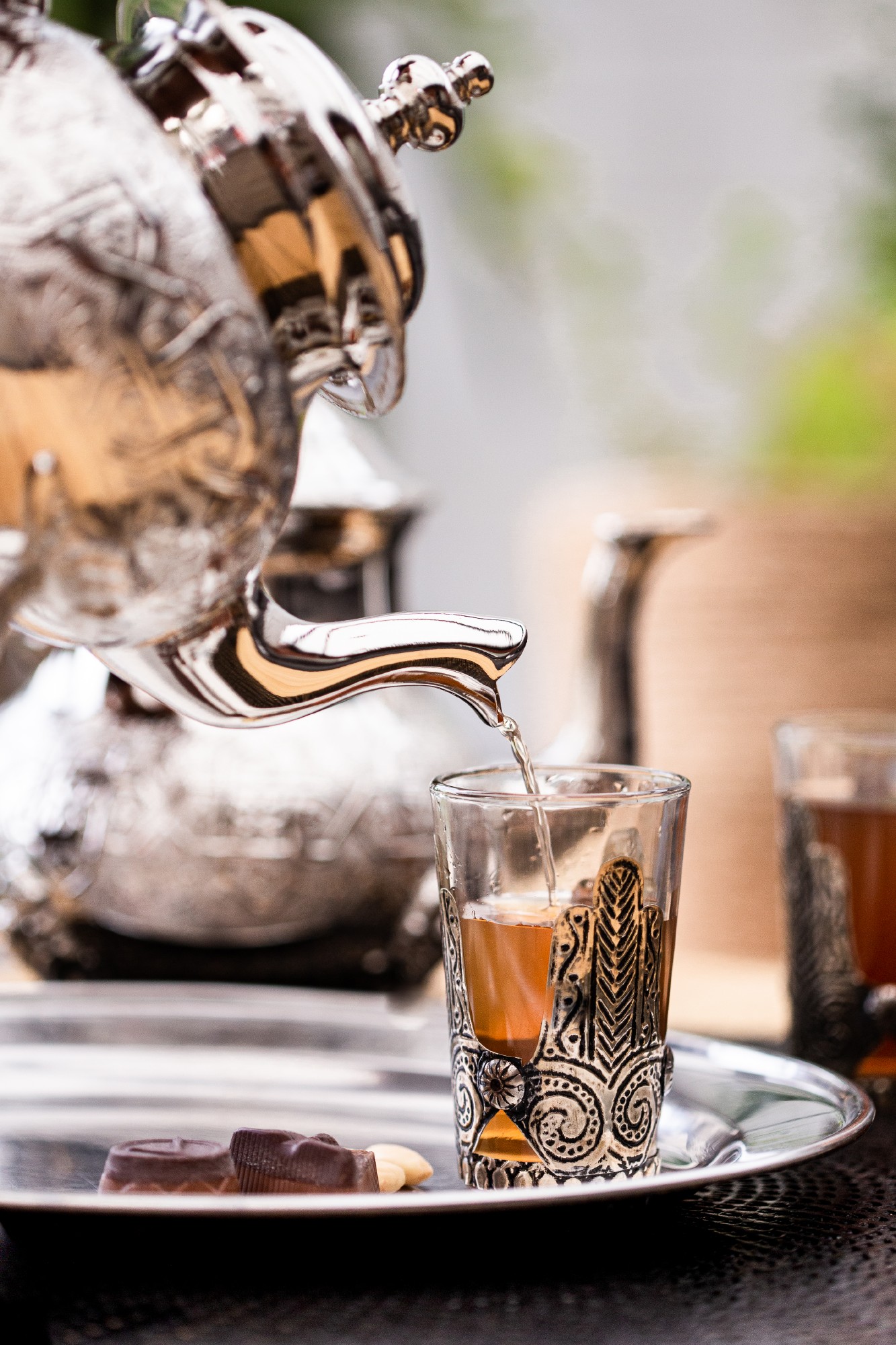 Teeglas 'Tokyo Fatima', silber, Ø 5 cm, H 8,5 cm zu 5,80