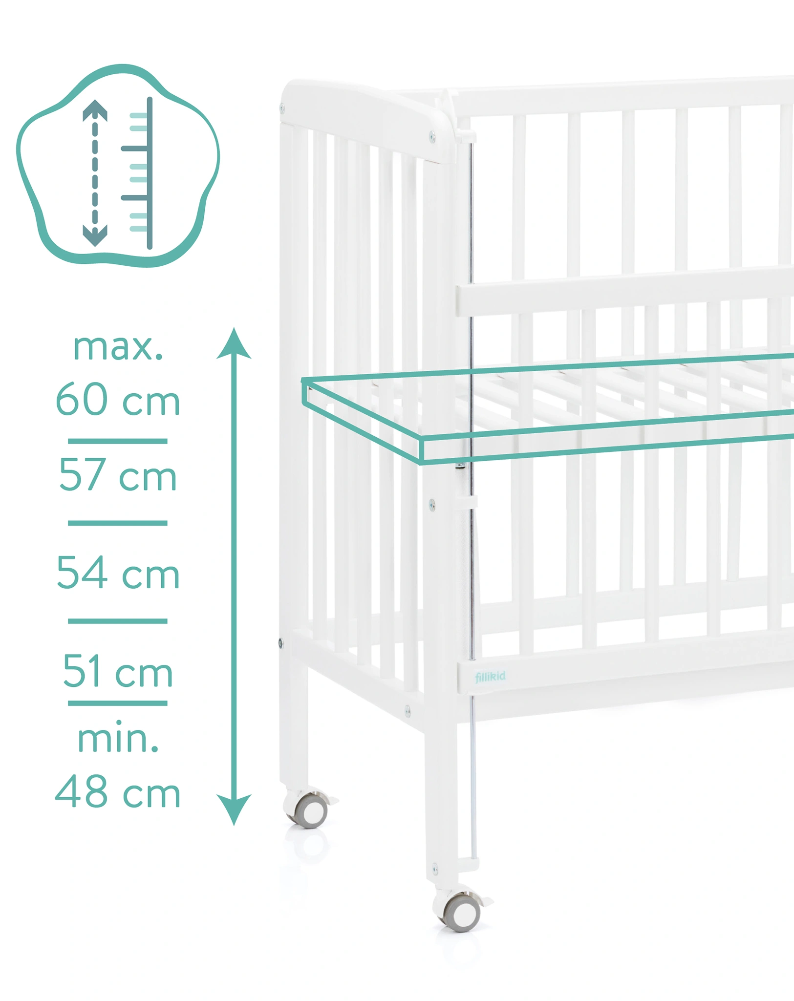 Beistellbett NINO (90x45) in weiß