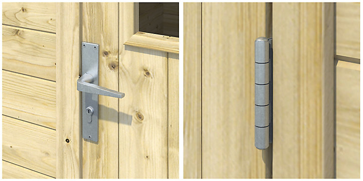 Abri de jardin GoodHome Mokau en bois coloris naturel ép.19 mm surface extérieure 5,92 m²