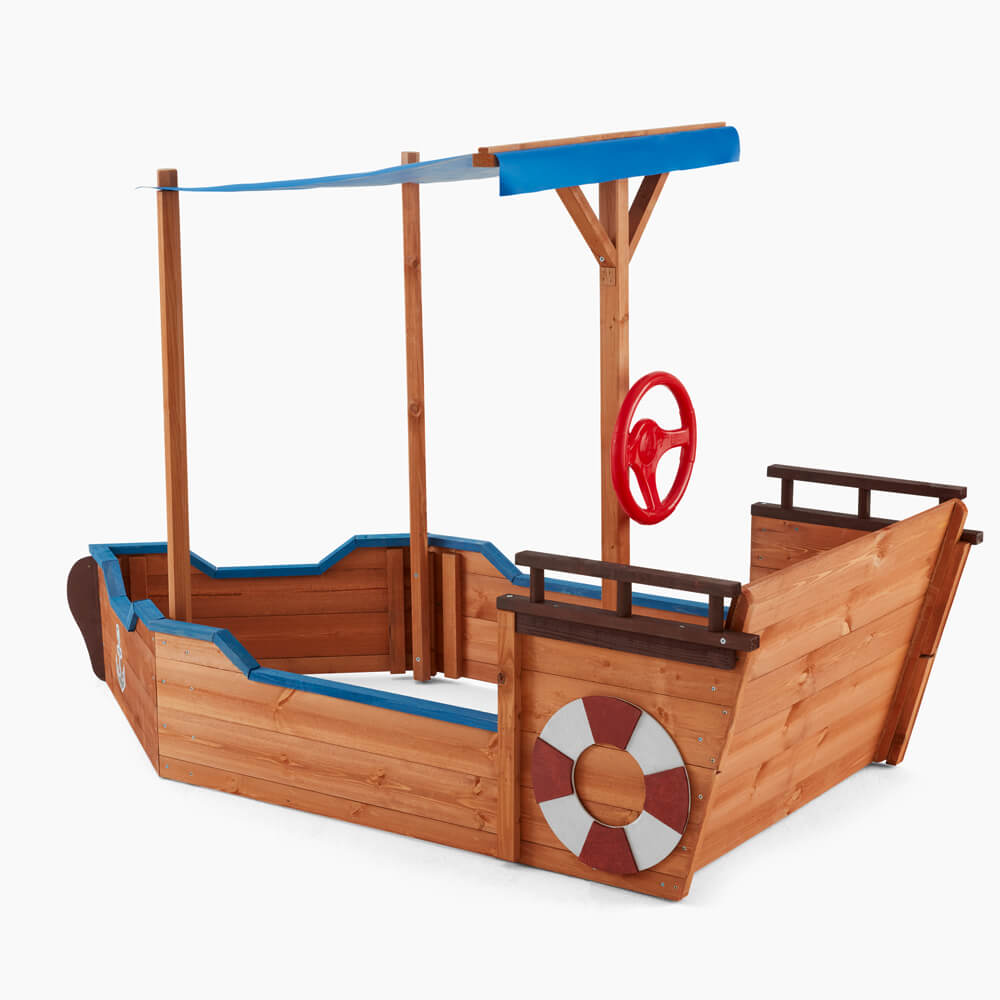 Home Deluxe - Zandbak Modderbak - Zeilschip incl. Grondzeil en Dak - Afmetingen: 160 x 78 x 103 cm - incl. Montagemateriaal | Houten Zandbak Piratenboot Zandbak