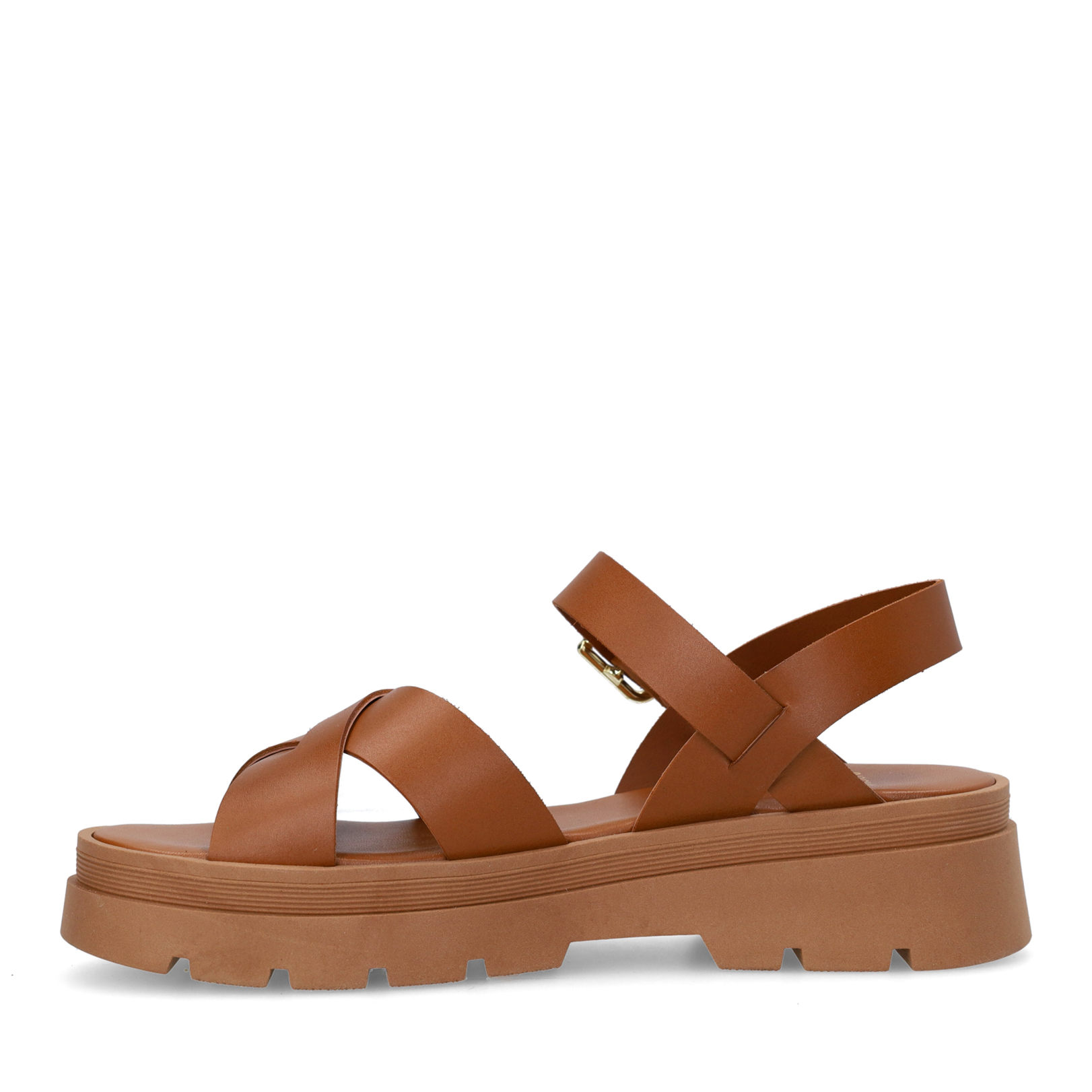 Cognac leren sandalen