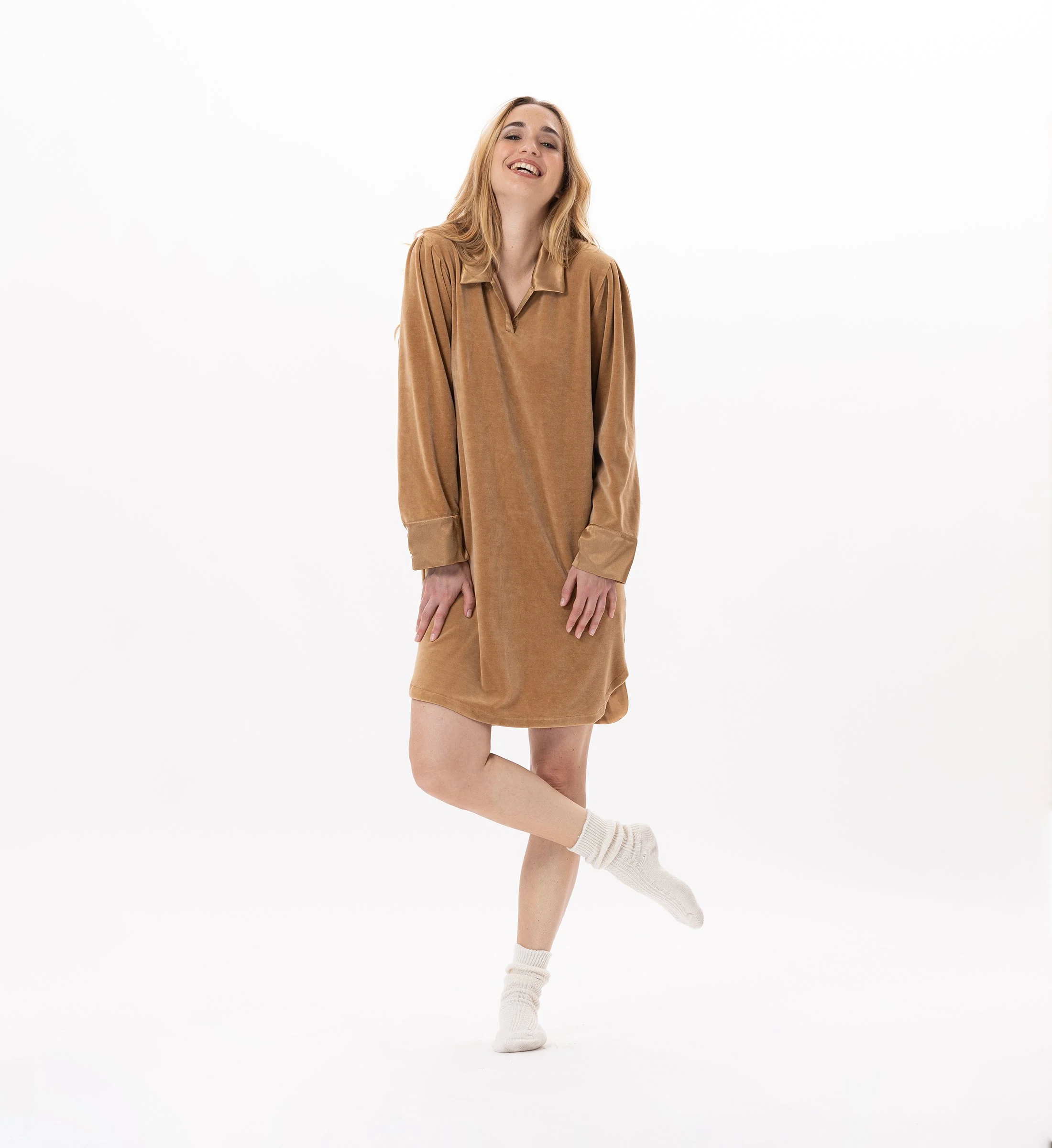 VELVET 840 - Robe en velours | Doré