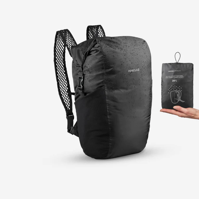 Decathlon Forclaz - Mochila de caminhada compacta e impermeável Forclaz Travel 100 de 20 litros