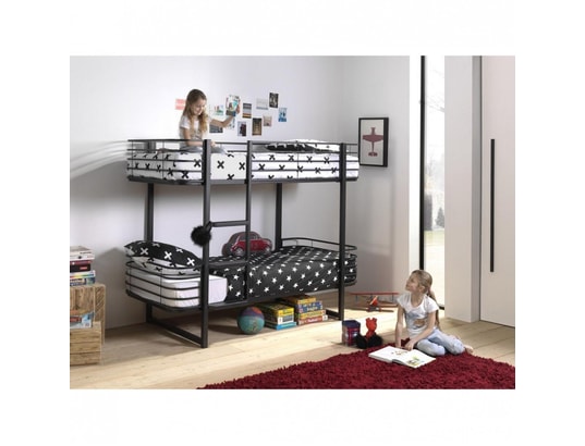 VIPACK - Lit évolutif Lit superposé 90x200 sommier inclus oscar - noir
